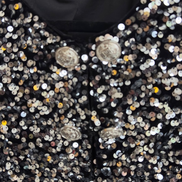 Women’s Boston Proper Silver Black Sequin Jacket Size Medium New - Picture 4 of 6